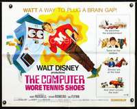 e153 COMPUTER WORE TENNIS SHOES half-sheet movie poster '69 Disney