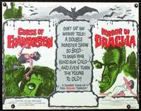 e166 CURSE OF FRANKENSTEIN /HORROR OF DRACULA half-sheet movie poster '64