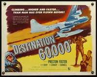 e180 DESTINATION 60,000 style B half-sheet movie poster '57 cool sci-fi!