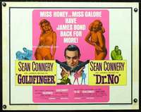 e256 GOLDFINGER/DR NO half-sheet movie poster '66 Connery as James Bond!