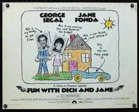 e243 FUN WITH DICK & JANE half-sheet movie poster '77 Segal, Jane Fonda