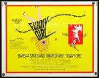 e244 FUNNY GIRL half-sheet movie poster '69 Barbra Streisand, Omar Sharif