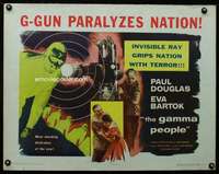 e246 GAMMA PEOPLE half-sheet movie poster '56 G-gun paralyzes nation!