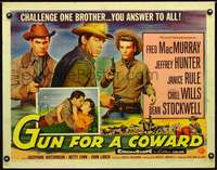 e263 GUN FOR A COWARD half-sheet movie poster '56 MacMurray, Jeff Hunter