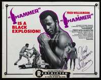 e266 HAMMER signed half-sheet movie poster '72 by Fred Hammer Williamson!