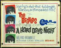 e268 HARD DAY'S NIGHT half-sheet movie poster '64 The Beatles, rock & roll!