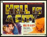 e274 HELL IS A CITY black style half-sheet movie poster '60 Stanley Baker