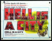 e275 HELL IS A CITY white style half-sheet movie poster '60 Stanley Baker