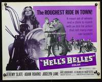 e277 HELL'S BELLES half-sheet movie poster '69 sexy AIP biker ladies!