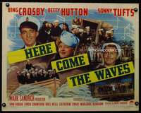 e279 HERE COME THE WAVES style B half-sheet movie poster '44 Crosby, Hutton
