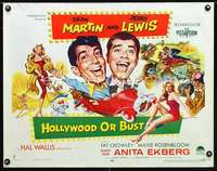 e287 HOLLYWOOD OR BUST half-sheet movie poster '56 Dean Martin & Lewis!