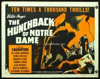 e295 HUNCHBACK OF NOTRE DAME half-sheet movie poster R52 best Laughton!