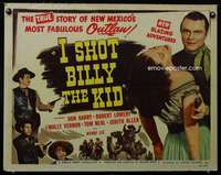 e297 I SHOT BILLY THE KID half-sheet movie poster '50 Don Red Barry
