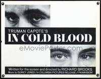 e299 IN COLD BLOOD half-sheet movie poster '68 Robert Blake, Truman Capote