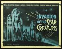 e303 INVASION OF THE STAR CREATURES half-sheet movie poster '62 sci-fi!