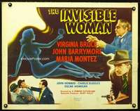 e304 INVISIBLE WOMAN half-sheet movie poster R48 Virginia Bruce, Barrymore