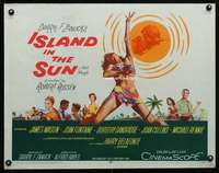 e305 ISLAND IN THE SUN half-sheet movie poster '57 James Mason, Fontaine