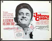 e309 JOHNNY CASH half-sheet movie poster '69 great portrait, country music!