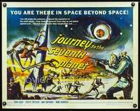e312 JOURNEY TO THE SEVENTH PLANET half-sheet movie poster '61 AIP sci-fi!