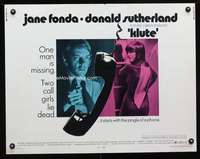 e323 KLUTE half-sheet movie poster '71 Jane Fonda, Donald Sutherland