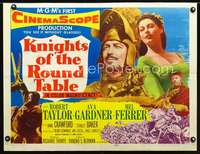 e324 KNIGHTS OF THE ROUND TABLE half-sheet movie poster '54 Robert Taylor