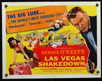 e330 LAS VEGAS SHAKEDOWN style B half-sheet movie poster '55 gambling art!