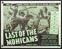 e335 LAST OF THE MOHICANS half-sheet movie poster R47 Randolph Scott