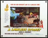 e342 LAWLESS STREET style B half-sheet movie poster '55 Scott, Lansbury
