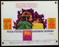 e348 LION IN WINTER half-sheet movie poster '68 Kate Hepburn, O'Toole