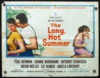 e352 LONG, HOT SUMMER half-sheet movie poster '58 Paul Newman, Woodward