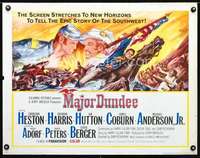e364 MAJOR DUNDEE half-sheet movie poster '65 Peckinpah, Charlton Heston