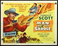 e367 MAN IN THE SADDLE half-sheet movie poster '51 Randolph Scott