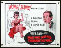 e369 MAN WHO WALKED THROUGH THE WALL half-sheet movie poster '64 zowie!