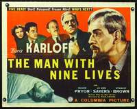 e370 MAN WITH NINE LIVES half-sheet movie poster '40 Boris Karloff