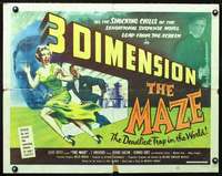 e378 MAZE half-sheet movie poster '53 3D horror, William Cameron Menzies