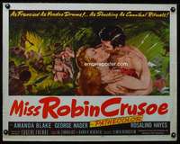 e387 MISS ROBIN CRUSOE half-sheet movie poster '53 great jungle artwork!
