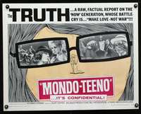 e391 MONDO TEENO half-sheet movie poster '67 truth about the NOW generation!