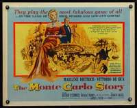 e392 MONTE CARLO STORY half-sheet movie poster '57 high stakes, low gowns!