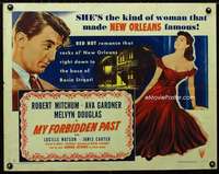 e404 MY FORBIDDEN PAST style A half-sheet movie poster '51 Mitchum, Gardner