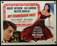e405 MY FORBIDDEN PAST style B half-sheet movie poster '51 Mitchum, Gardner