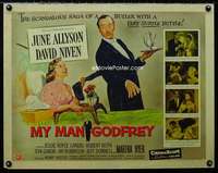 e406 MY MAN GODFREY half-sheet movie poster '57June Allyson, David Niven