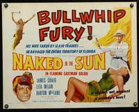 e412 NAKED IN THE SUN half-sheet movie poster '57 sexy bullwhip fury!