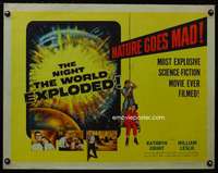 e425 NIGHT THE WORLD EXPLODED half-sheet movie poster '57 cool sci-fi!