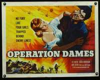 e447 OPERATION DAMES half-sheet movie poster '59 WWII, sexy Eve Meyer!