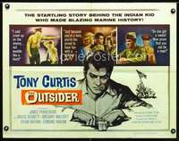 e453 OUTSIDER half-sheet movie poster '62 Marine Tony Curtis in Iwo Jima!