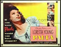 e459 PAULA half-sheet movie poster '52 really pretty Loretta Young!