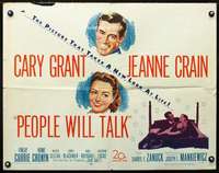 e460 PEOPLE WILL TALK half-sheet movie poster '51Cary Grant,Jeanne Crain