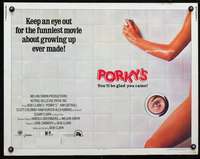 e468 PORKY'S half-sheet movie poster '82 Bob Clark teenage sex classic!