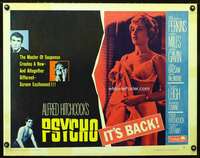 e481 PSYCHO style B half-sheet movie poster R65 Leigh, Perkins, Hitchcock