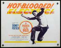 e490 RAISIN IN THE SUN half-sheet movie poster '61 Poitier, Hot-Blooded!
